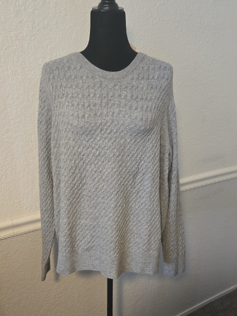 a new day Light Gray Cable-Knit Long Sleeve Sweater